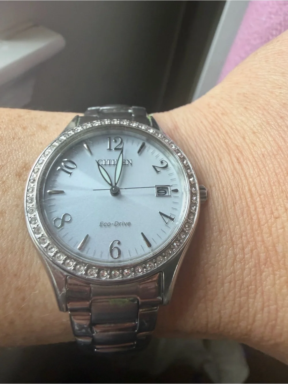 Citizen Silver-Tone Crystal Accent Eco-Drive Watch